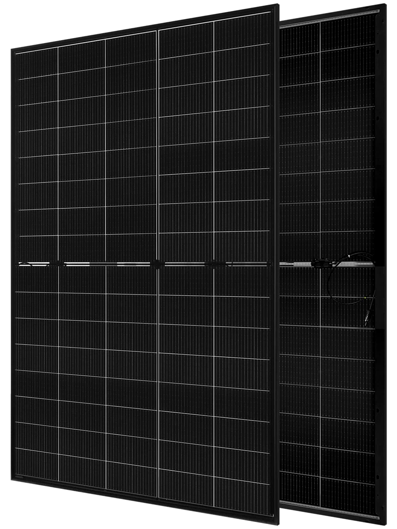 Module-photovoltaique-HJT-420W-430W-Full-Black-verre-verre-bifacial-transparent