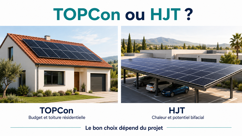 Choix entre TOPCon et HJT selon le type de projet photovoltaïque en France